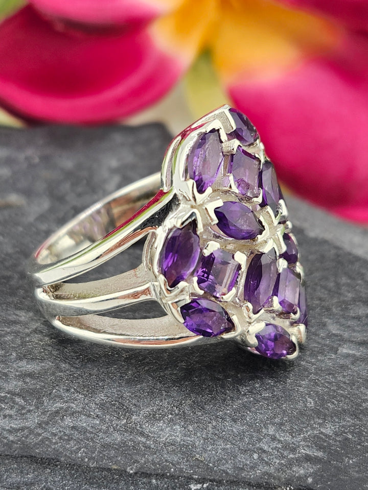 Cluster Amethyst Ring Size 6