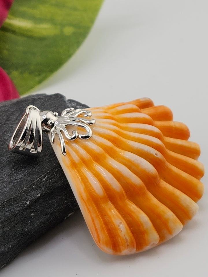 Carved Spiny Oyster Sea Shell Pendant