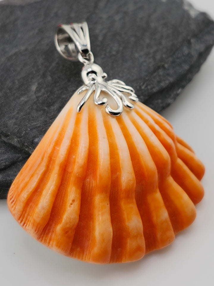 Carved Spiny Oyster Sea Shell Pendant