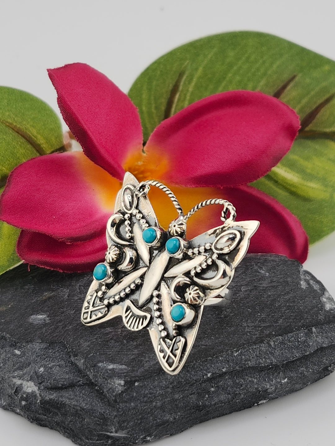 Turquoise Butterfly Ring Size 7