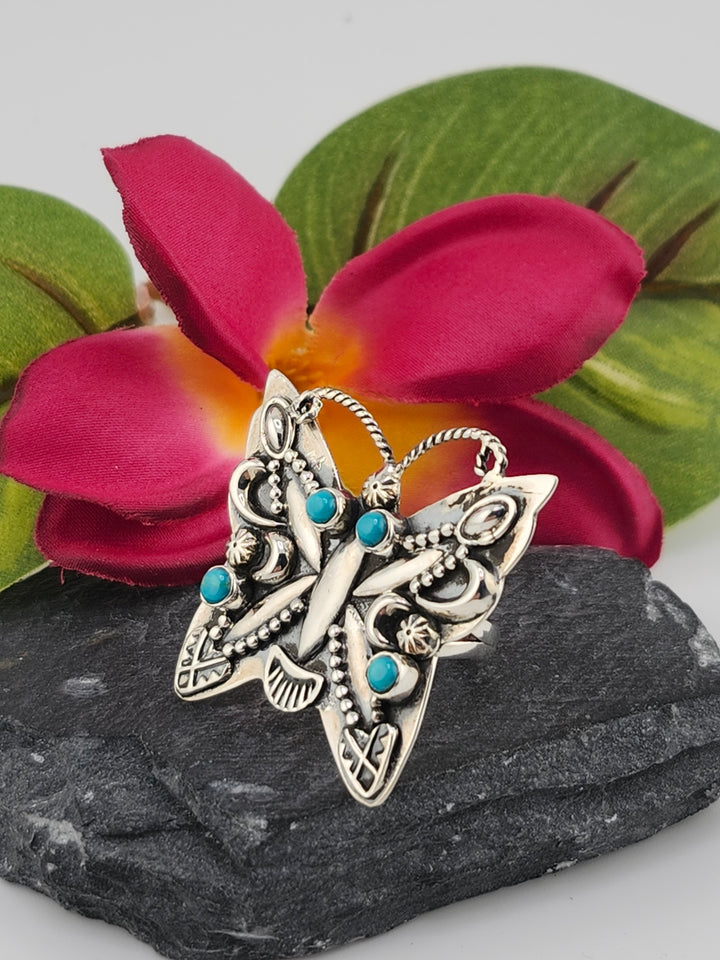 Turquoise Butterfly Ring Size 7