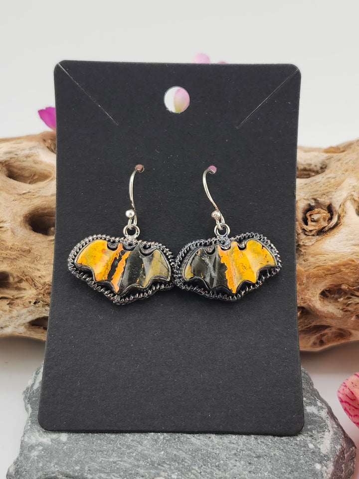 Bumblebee Jasper Bat Dangle Earrings