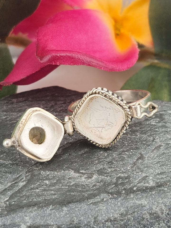 Citrine and 925 Sterling Silver Locket Ring - Size 10