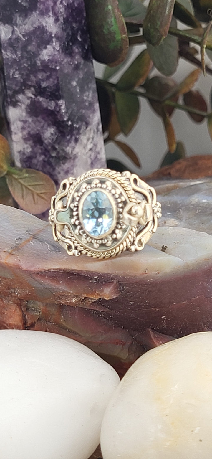 Topaz & 925 Sterling Silver Lockett Ring Size 10