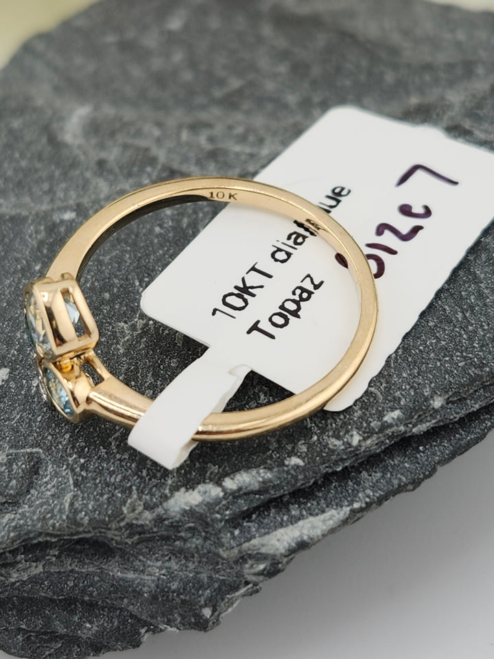 10K Gold Diamond and Blue Topaz Ring
