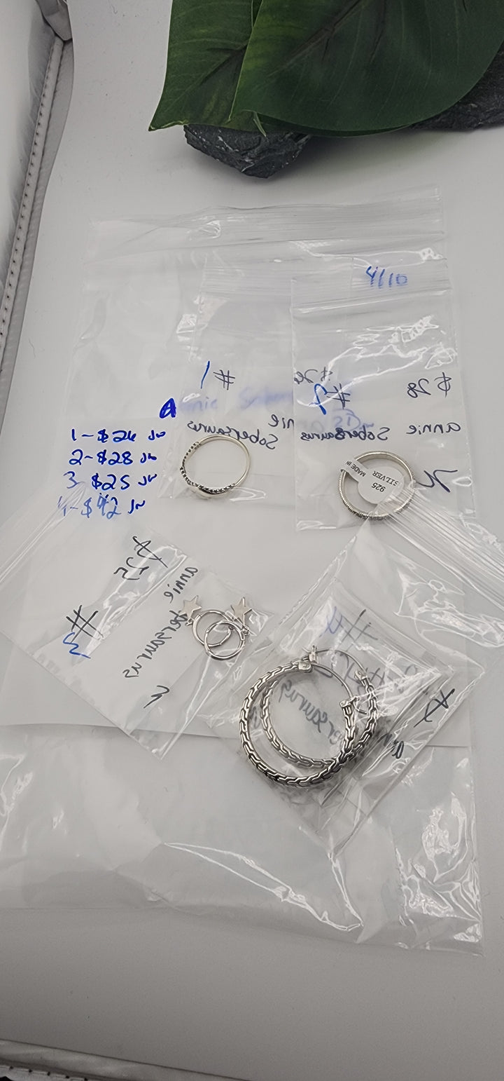 RESERVED FOR: annie sobersaurus- 4/10/2025 tiktok Live Show -4  Sterling Silver Items