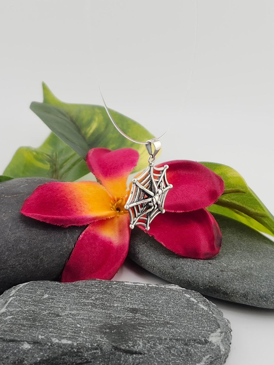 Sterling Silver Spider & Webb Pendant