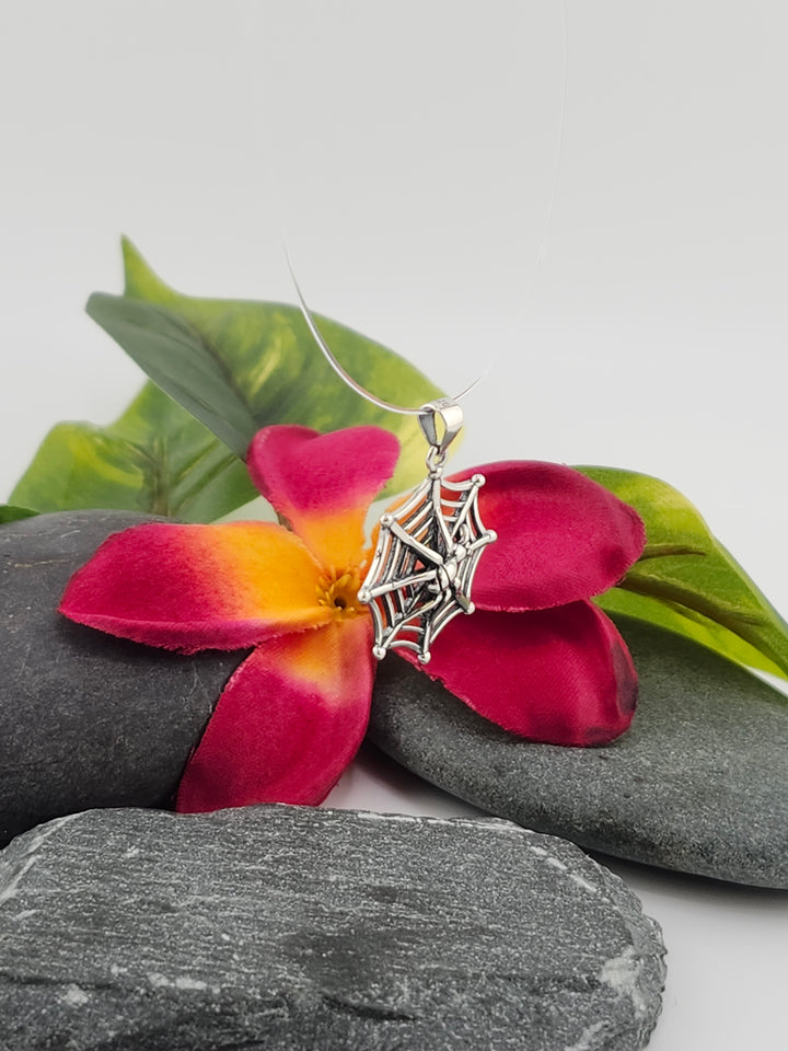 Sterling Silver Spider & Webb Pendant