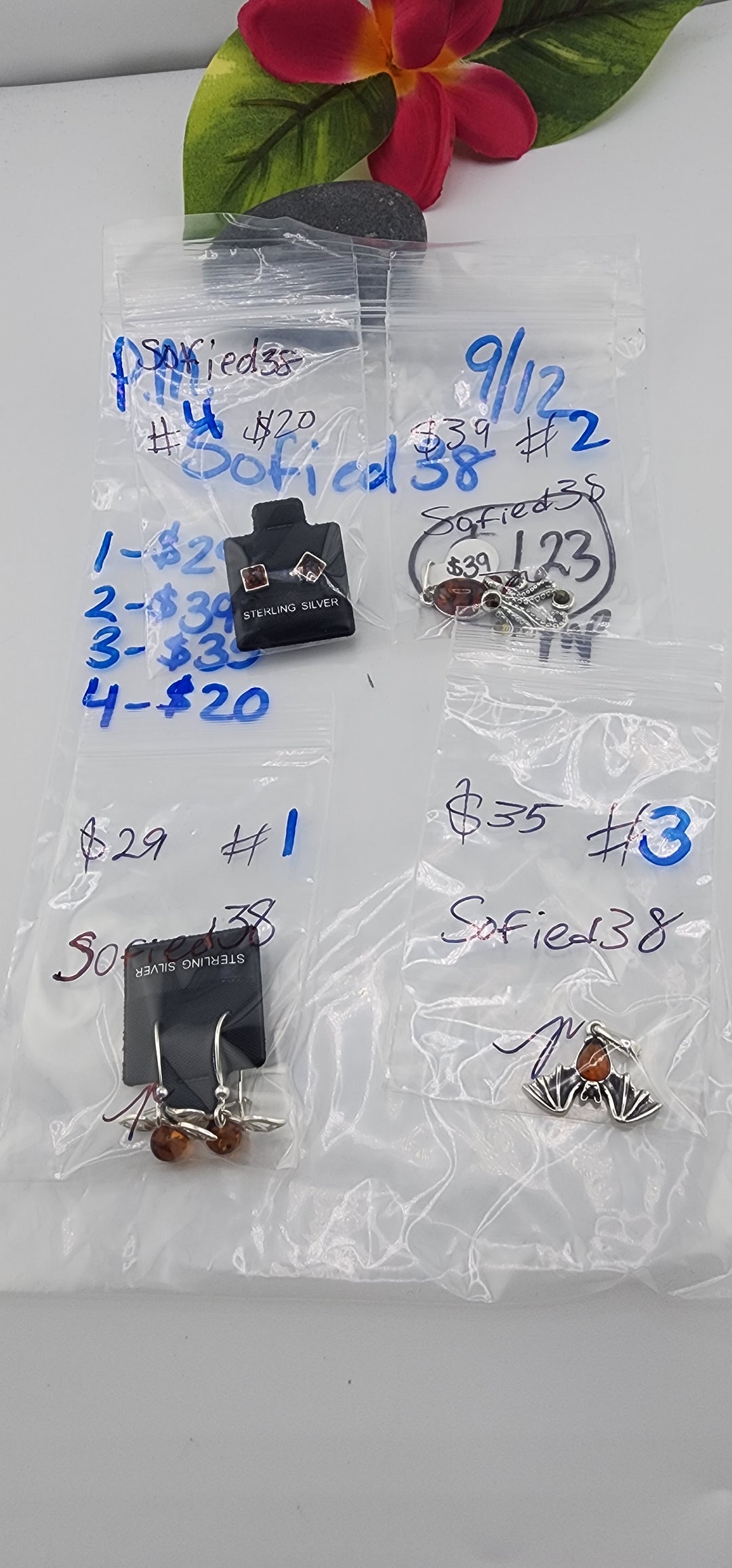 PM SHOW 48HR - RESERVED FOR: Sofied38 - 9/12/2025 FL tiktok Live Show - 4 Sterling Silver Items
