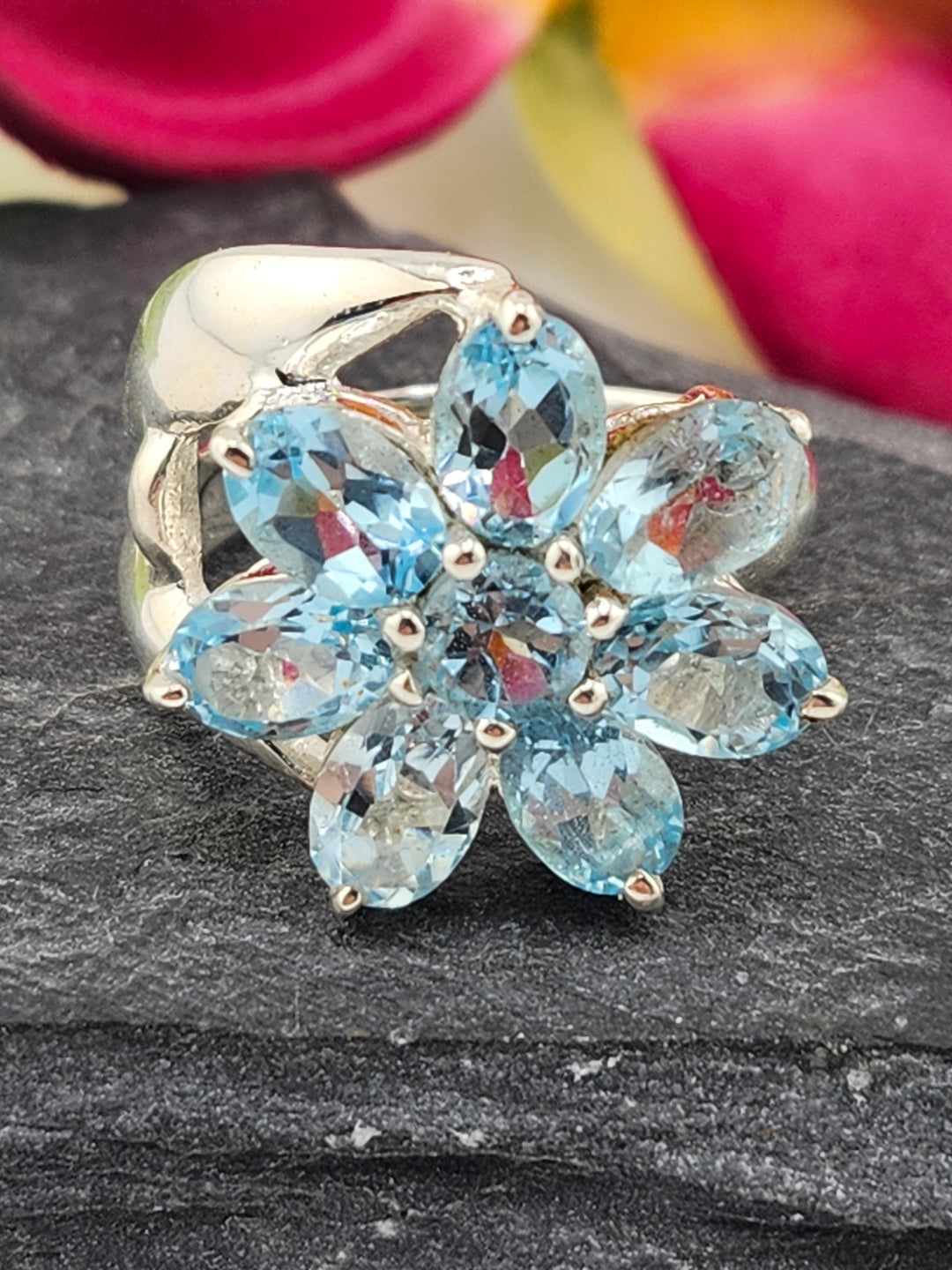 Cluster Topaz Ring Size 9