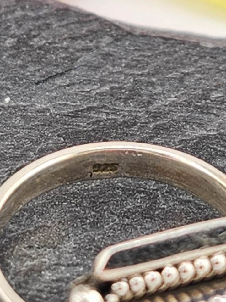 Aurora Opal Doublet Ring in sterling silver 925 size 9