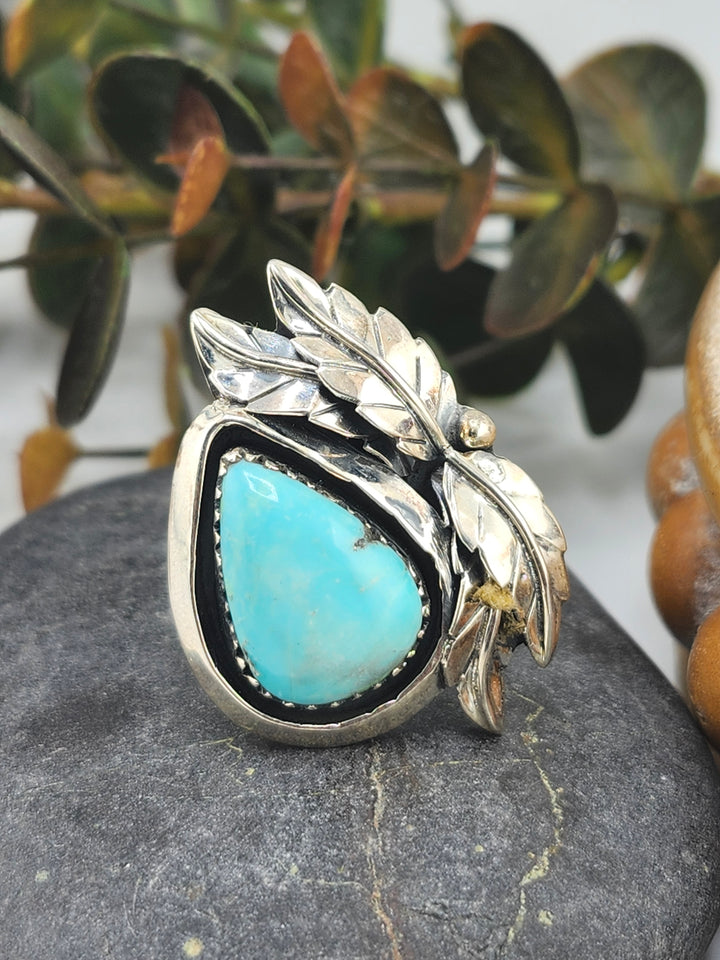 Turquoise & 925 Sterling Silver Ring Size 6