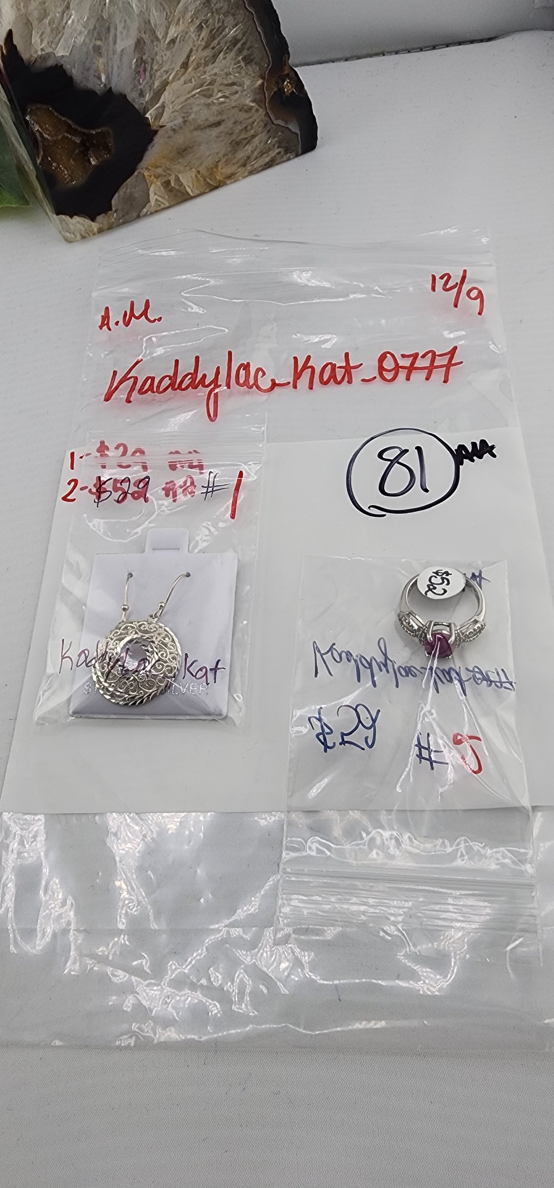 AM SHOW 48HR RESERVED FOR: kaddylac_kat_0777 - 12/9/2025 FL tiktok Live Show - 2 Sterling Silver Items