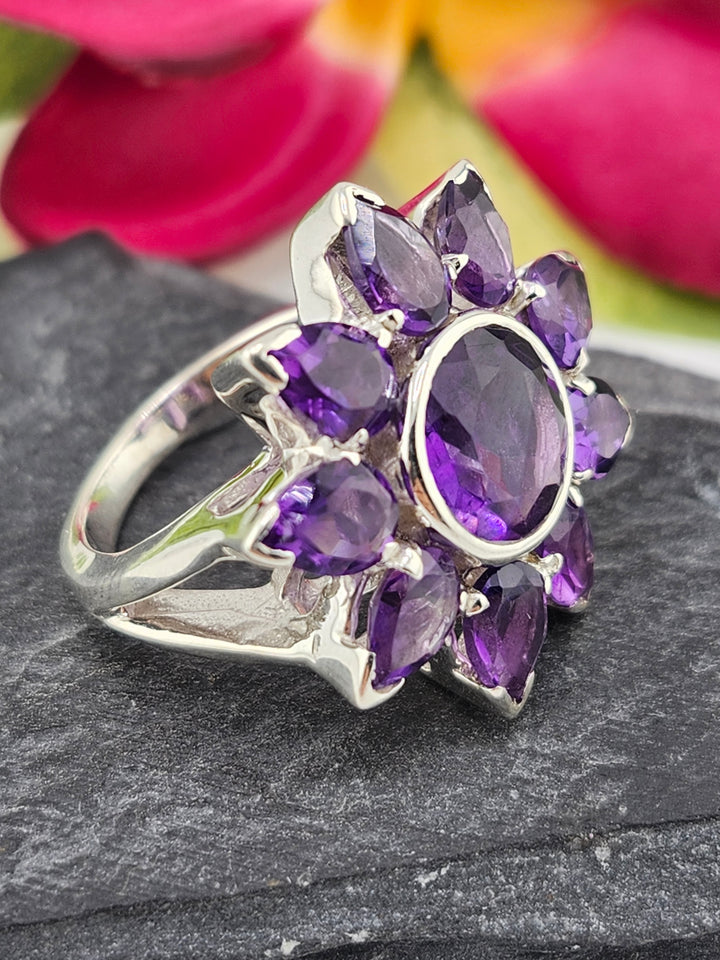 Cluster Amethyst Ring Size 8