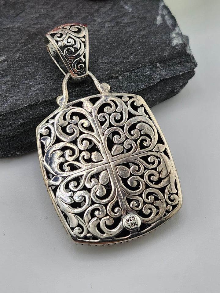 Amethyst/Citrine & 18k accented Bali Pendant