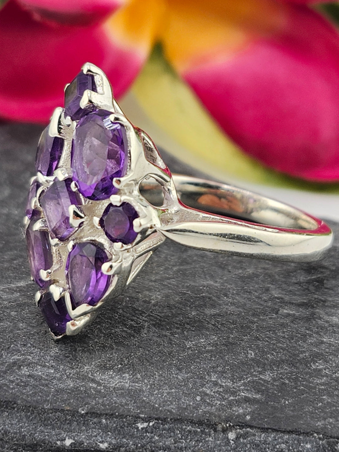 Cluster Amethyst Ring Size 9.5