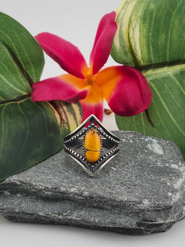 Oxidized Marquee Bumblebee Jasper Ring Size 7