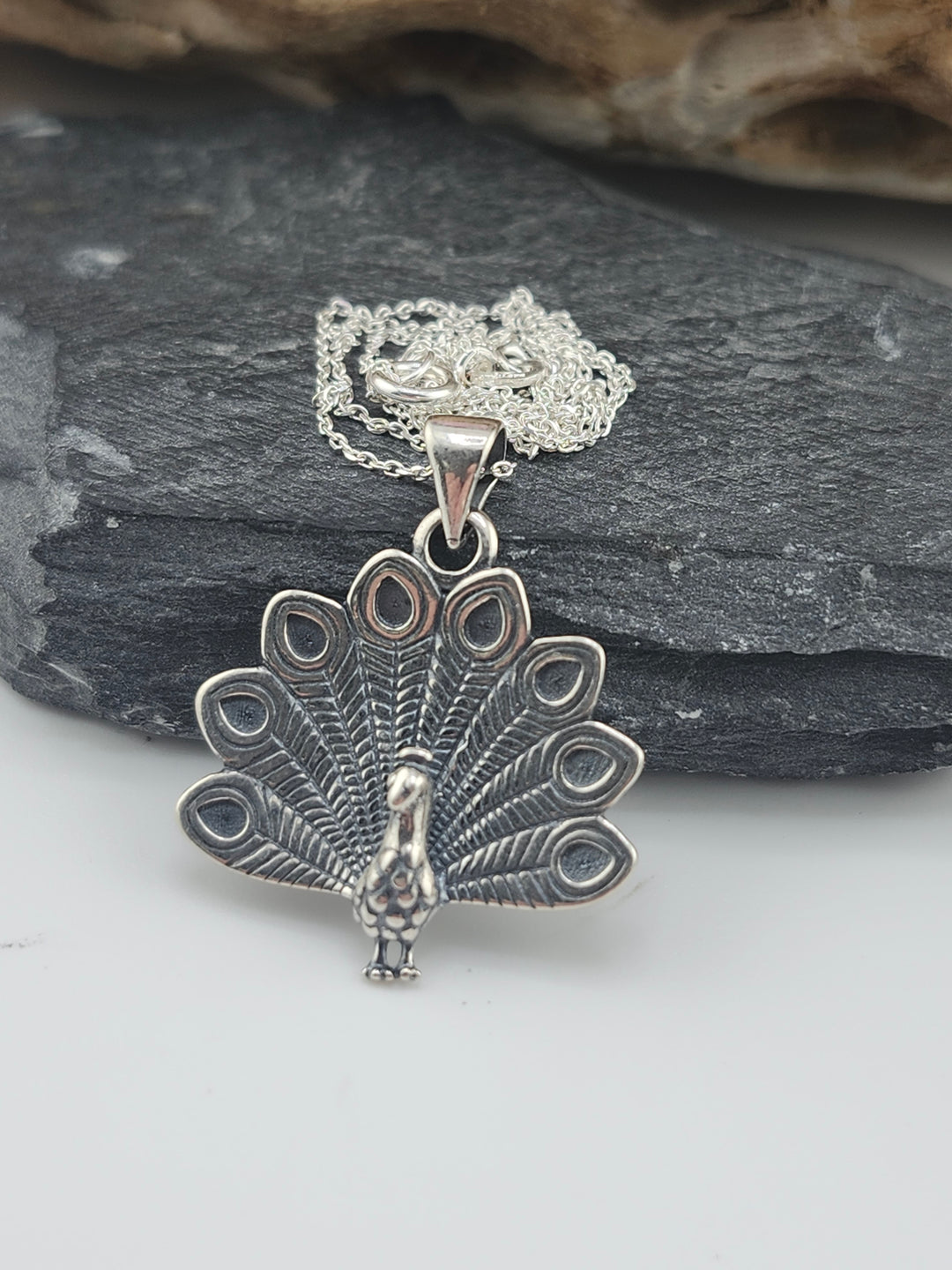 Sterling Peacock Pendant & Chain