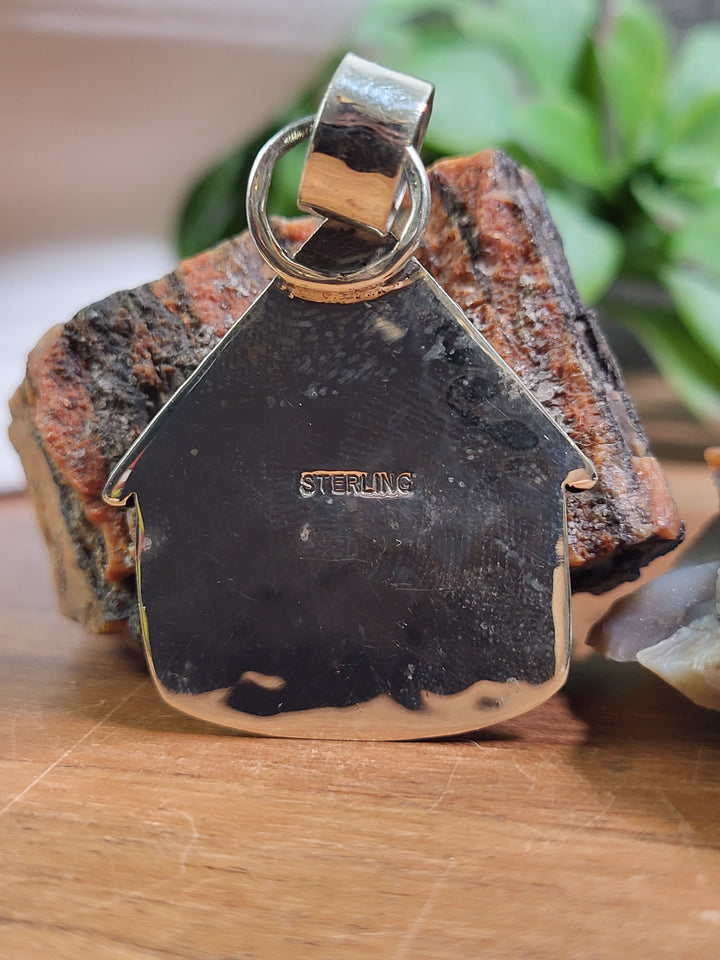Natural Spiny Oyster Bird House Pendant 925 Sterling Silver