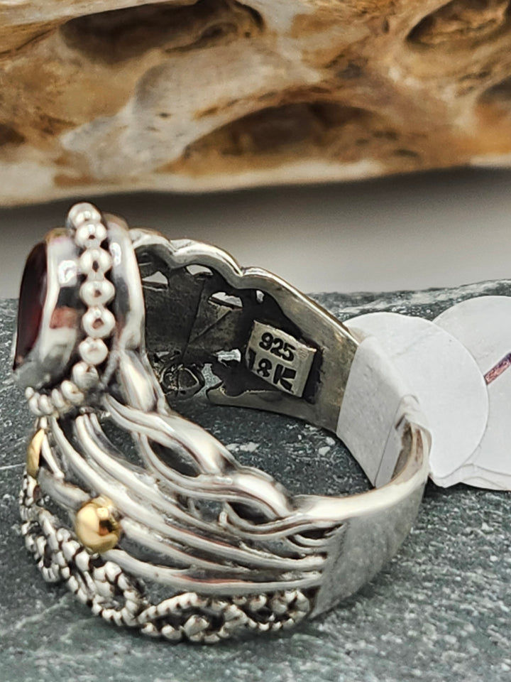 Garnet and 18K Accent Ring