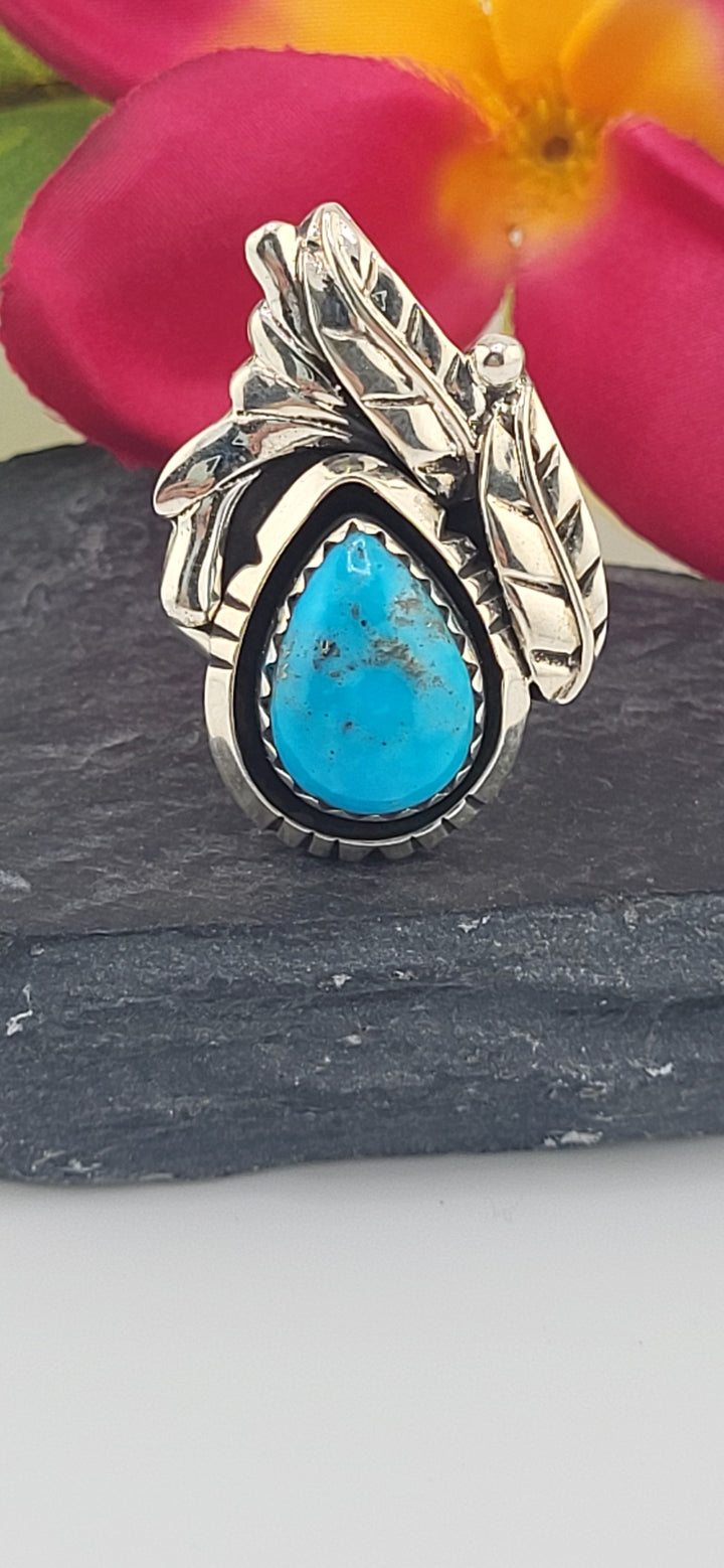 Turquoise and 925 Sterling Silver Ring Size 10