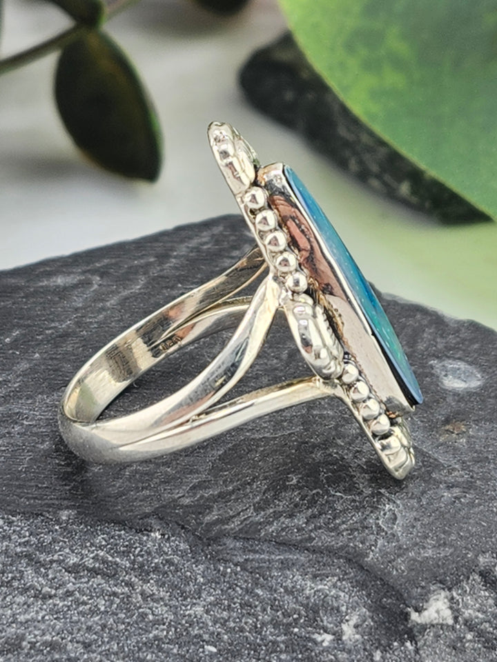 Australian Opal Doublet and 925 Sterling Silver Ring - Size 9.5