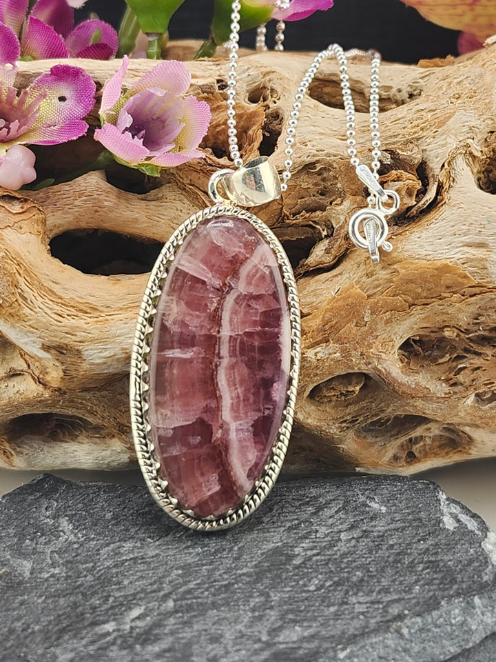 Cobalt Calcite Oval Pendant with 18" Bead Chain