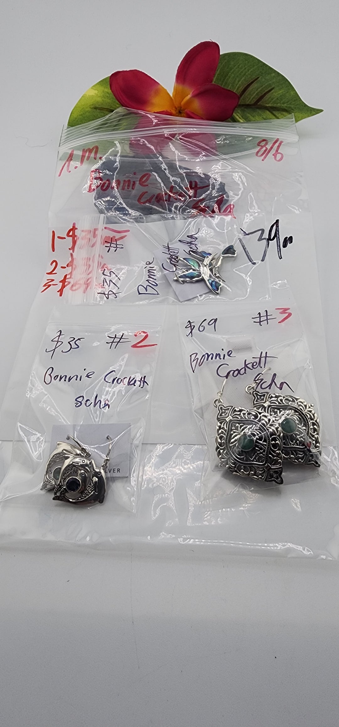 AM SHOW 48HR - RESERVED FOR: Bonnie Crockett Scha - 8/6/2025 FL tiktok Live Show - 3 Sterling Silver Items
