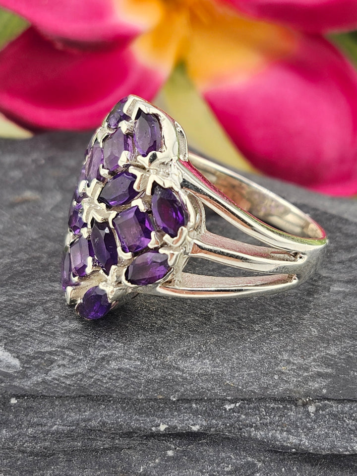 Cluster Amethyst Ring Size 10