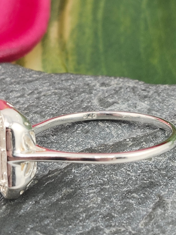 Morganite/Cubic Zirconia 925 Sterling Silver Ring - Size 8