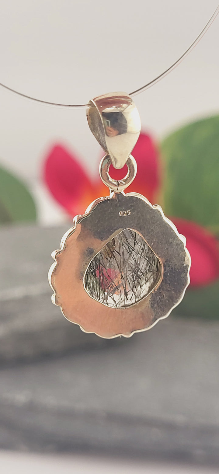 Rutilated Quartz sterling silver 925 pendant