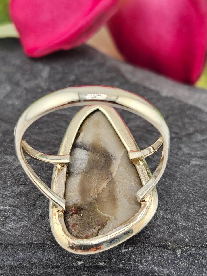 Mushroom Jasper & 925 Sterling Silver Ring Size 9.25