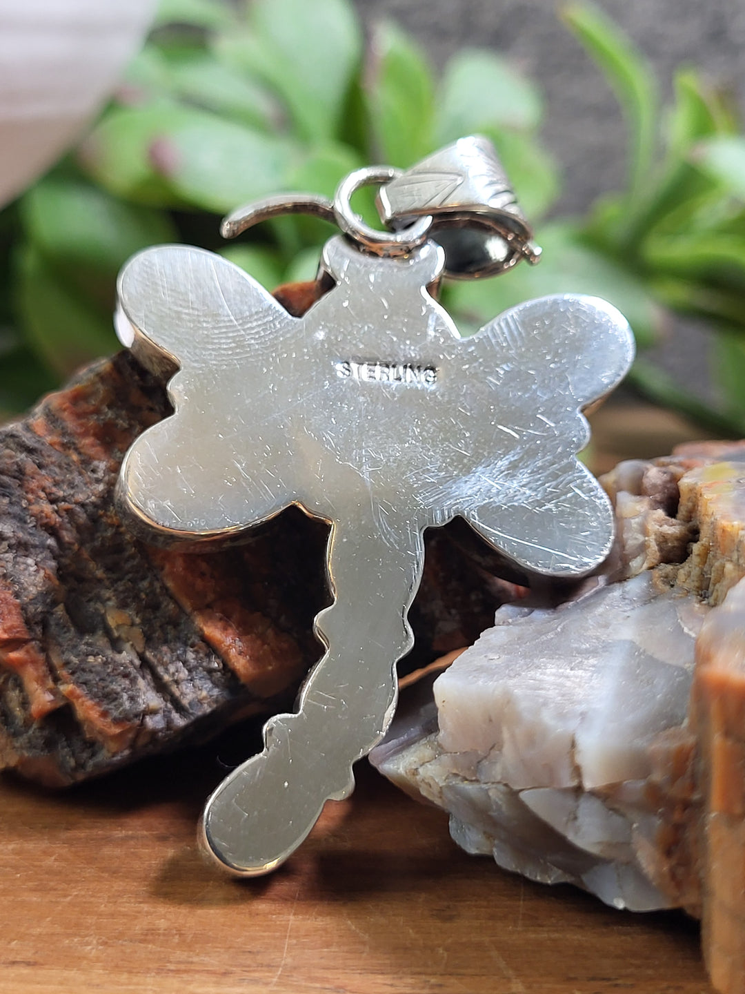 Natural Spiny Oyster & Turquoise Dragonfly Pendant 925 Sterling Silver