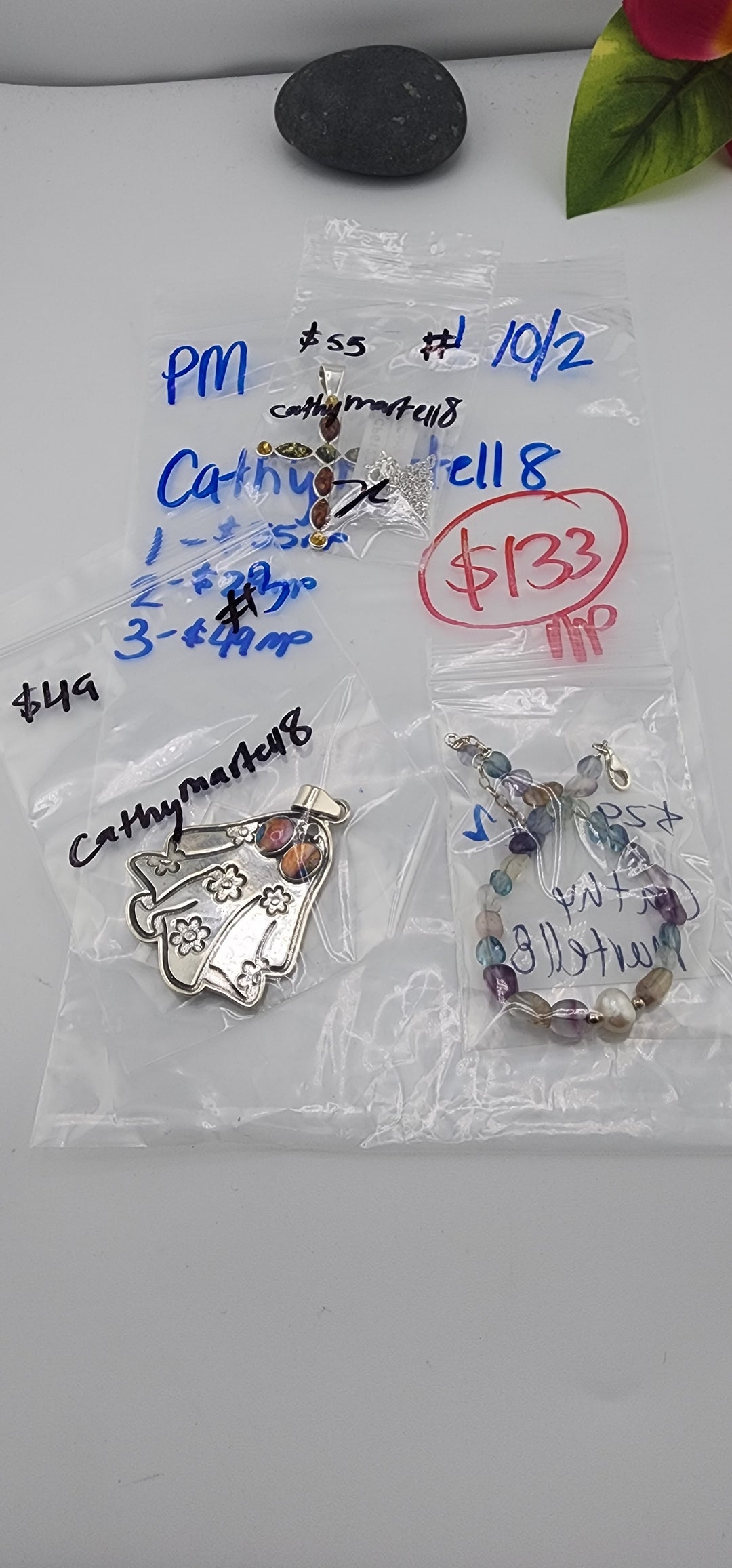 PM SHOW 48HR - RESERVED FOR: cathymartell8  - 10/2/2025 FL tiktok Live Show - 3 Sterling Silver Items