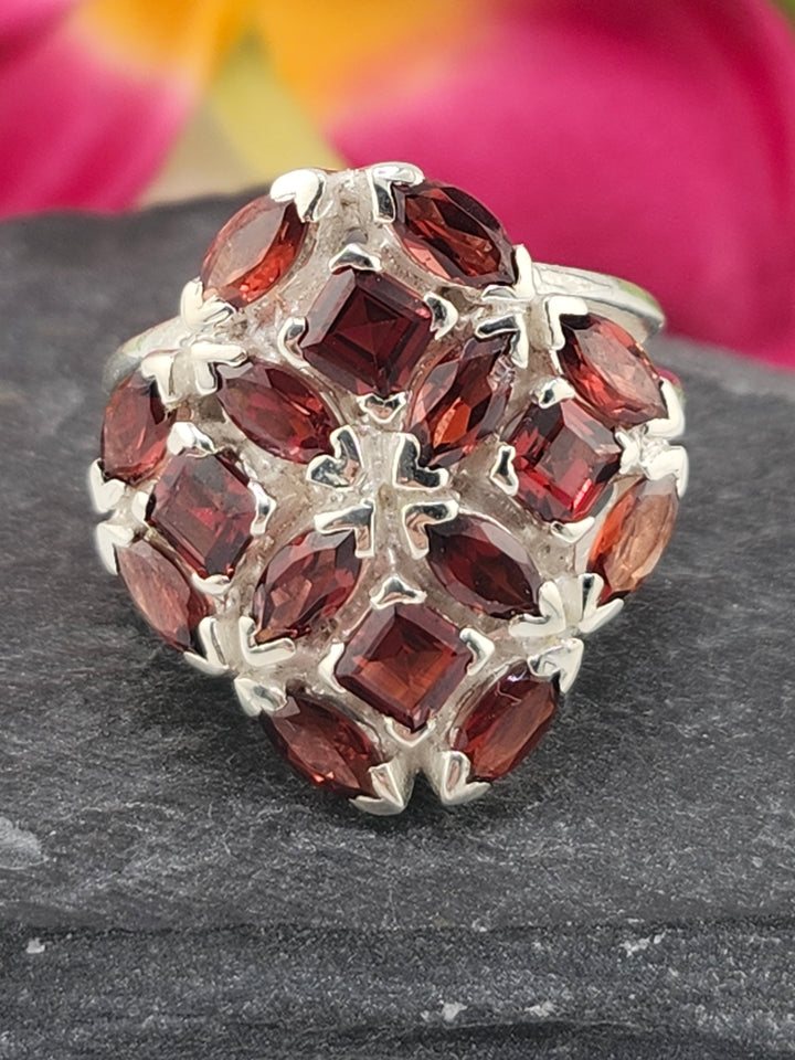 Cluster Garnet Ring Size 6.25