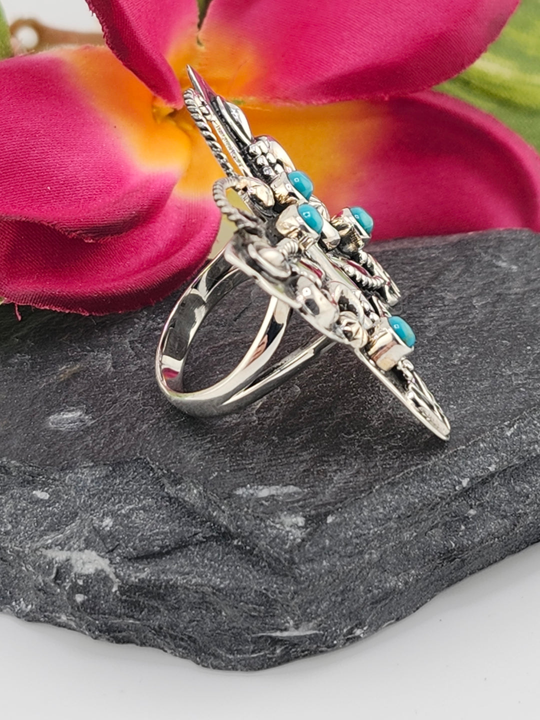 Turquoise Butterfly Ring Size 7