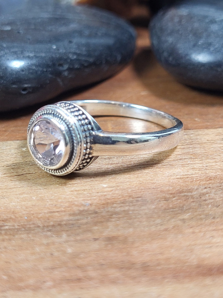 Natural Morganite Ring 925 Sterling Silver Size 9