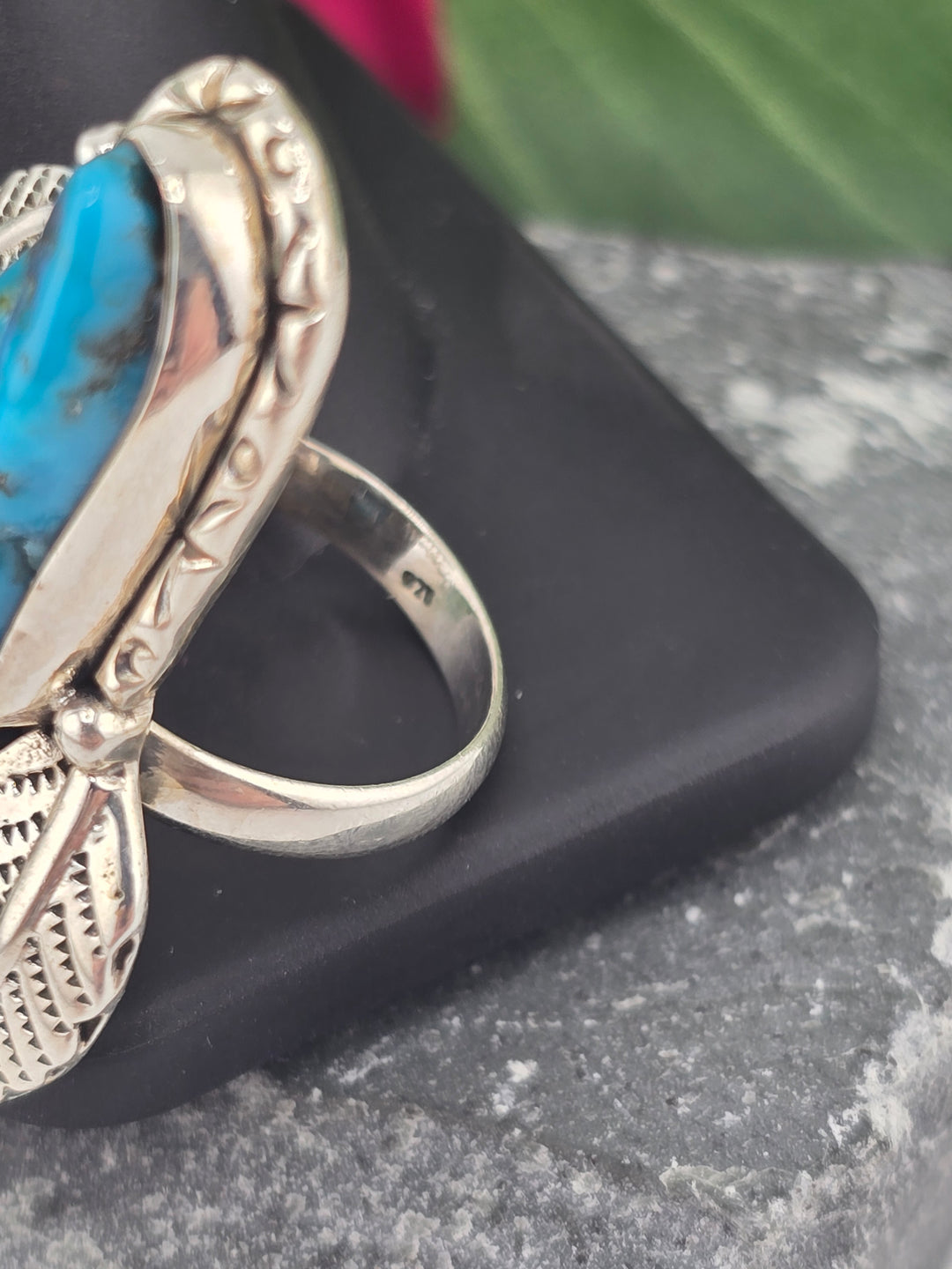 Double stone Kingman Turquoise sterling silver 925 ring size 6