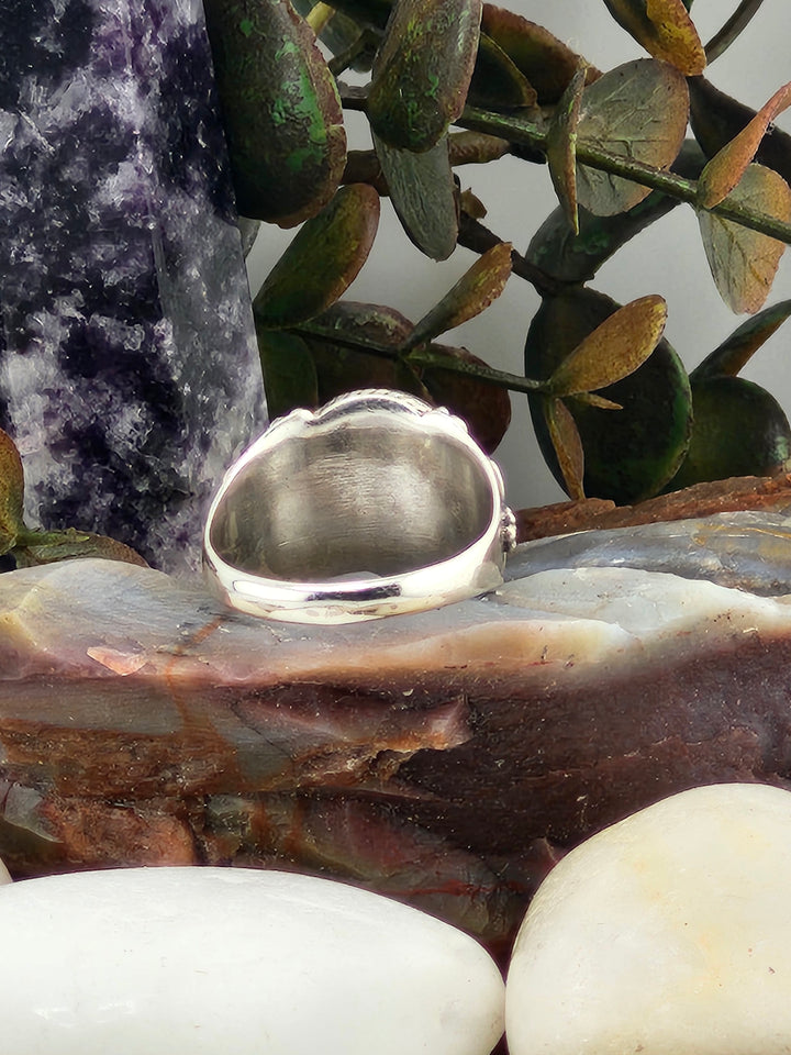 Rose Quartz & 925 Sterling Silver Lockett Ring Size 8