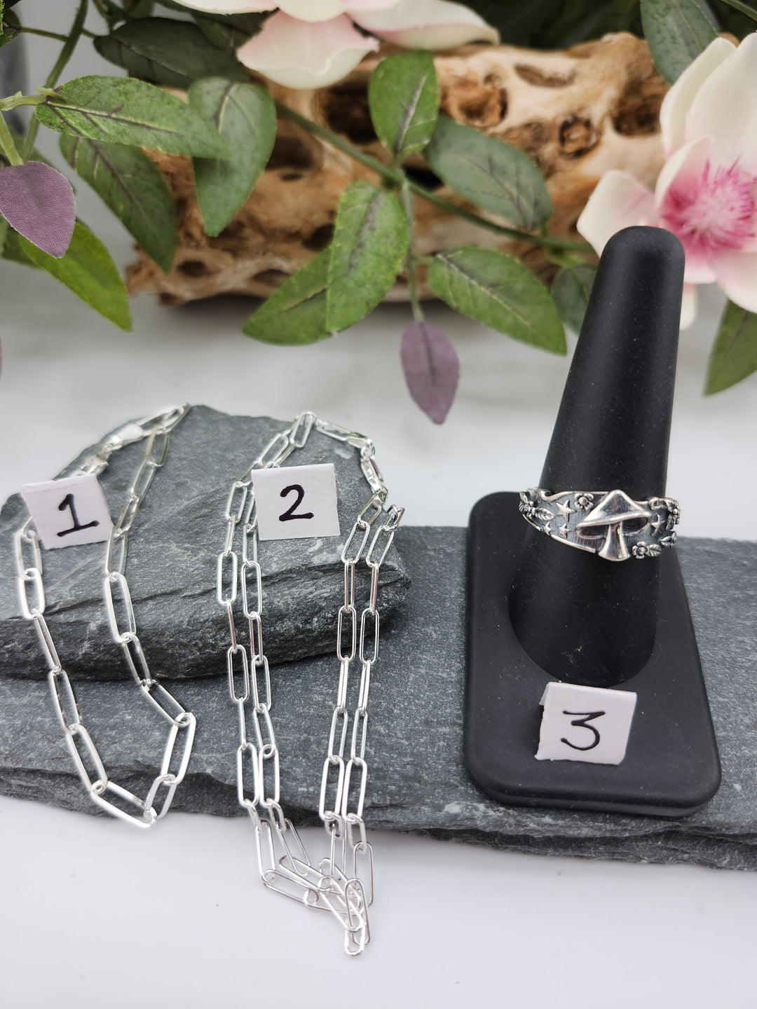 RESERVED FOR:  Flower & Moon Crystals -11/22/2024 - 3 Sterling Silver Items