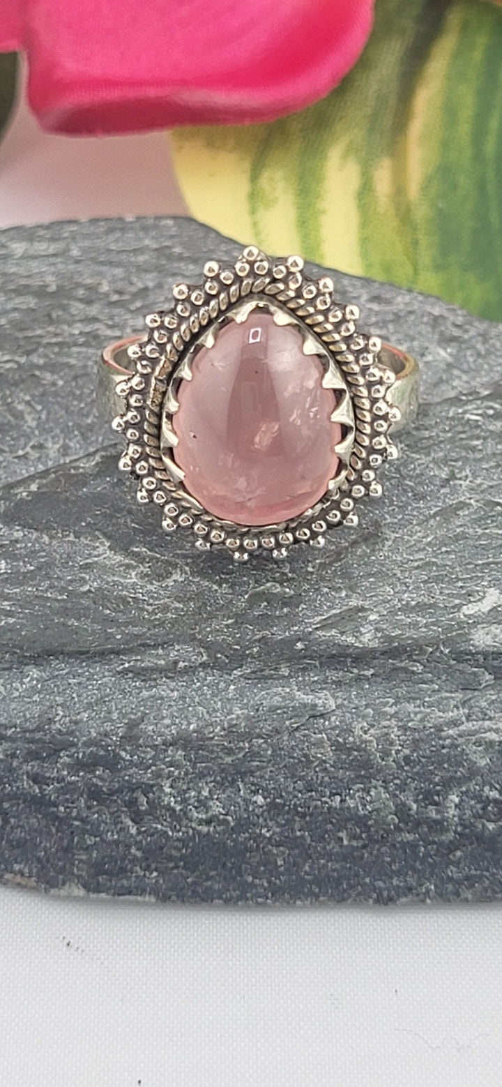 Morganite and 925 Sterling Silver Ring Size 7.5