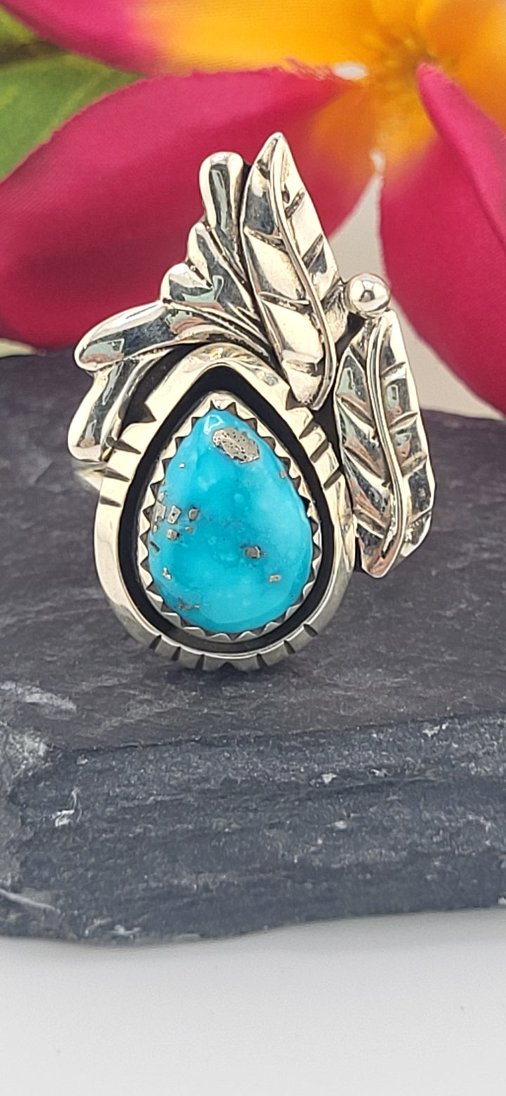 Turquoise and 925 Sterling Silver Ring Size 8