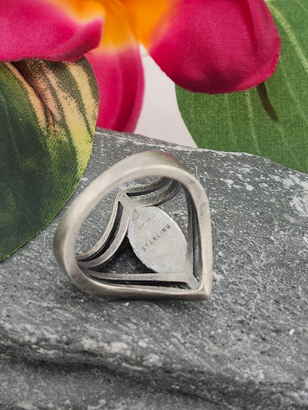 Oxidized Marquee Turquoise Ring Size 7