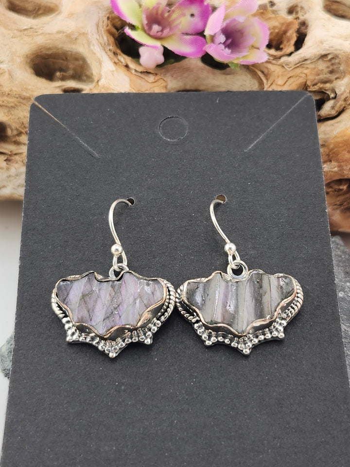 Purple Labradorite Bat Dangle Earrings