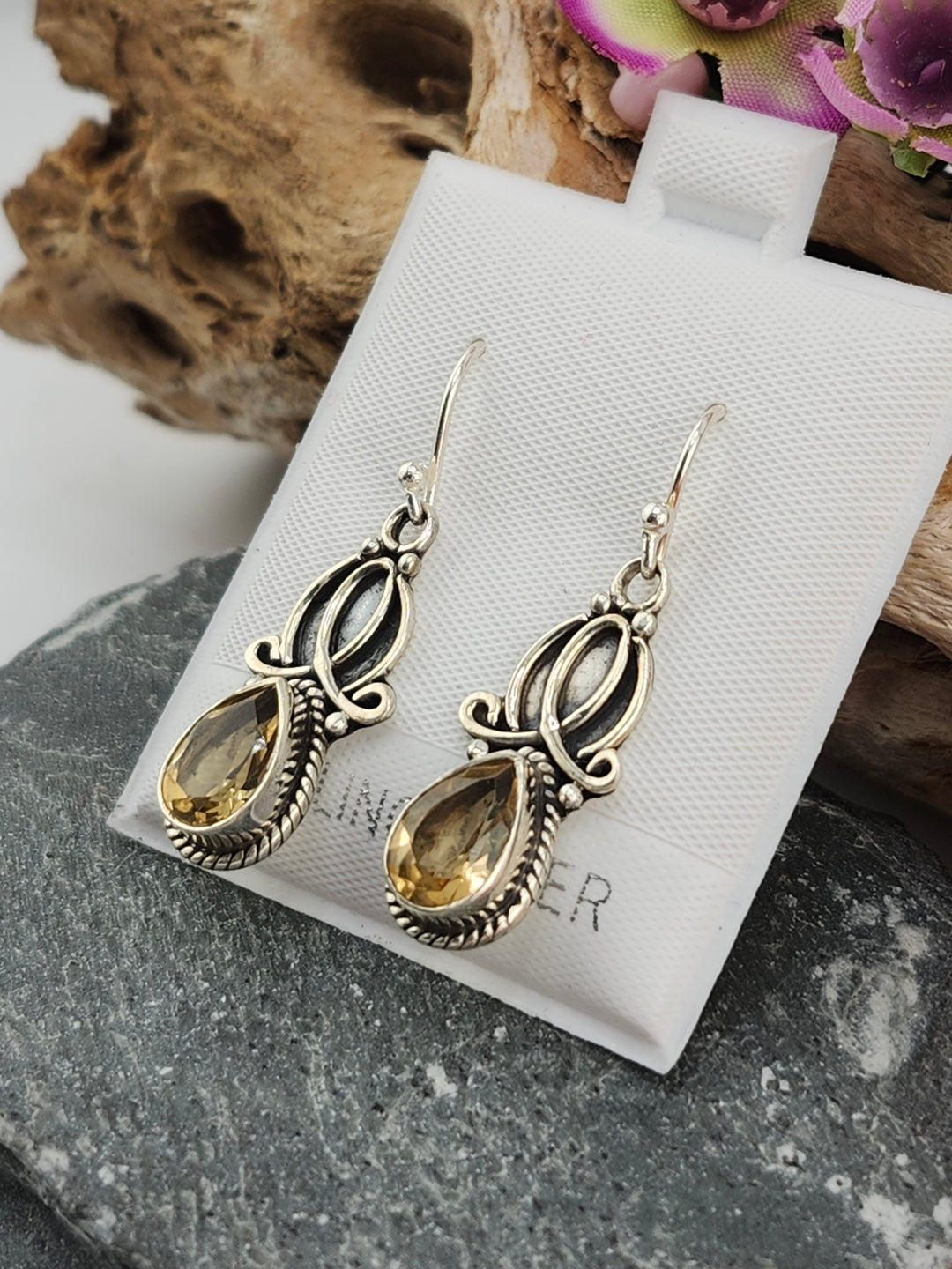 Citrine Teardrop Dangle Earrings