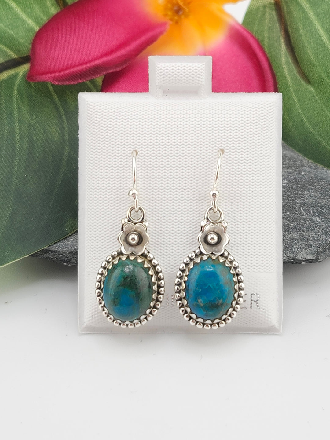 Chrysocolla Oval Dangle Earrings