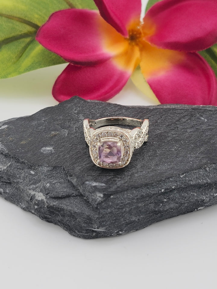 Ametrine and 925 Sterling Silver Ring w/ cz