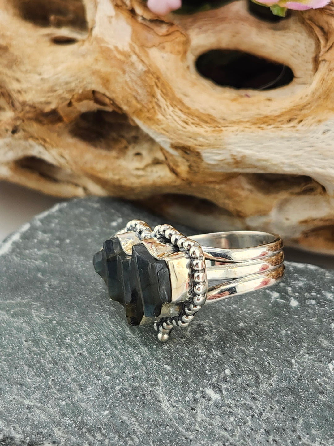 Purple Labradorite Bat Ring Size 5