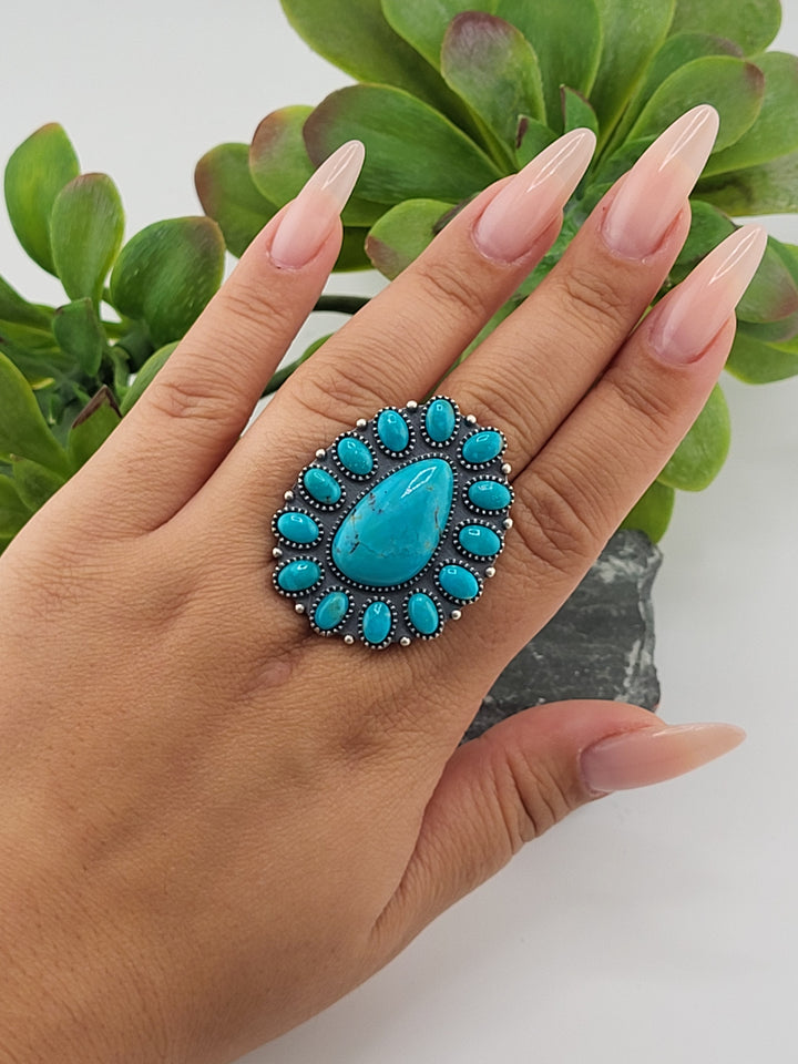 925 Sterling Silver Kingman Turquoise Ring