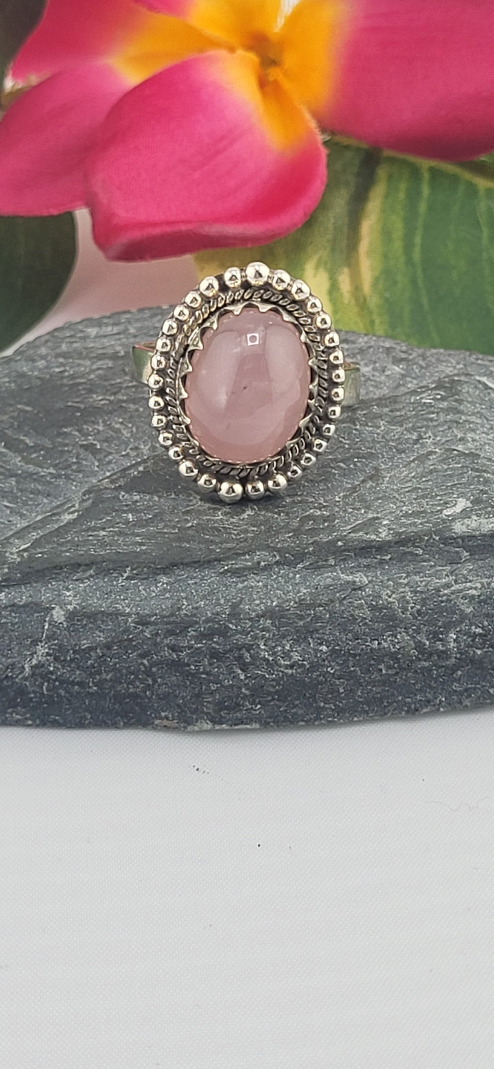 Morganite and 925 Sterling Silver Ring Size 9